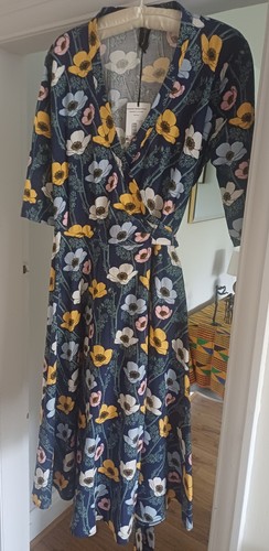 Floral wrap neck dress - floral,