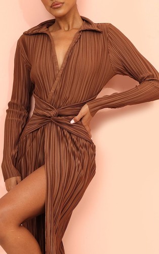 Prettylittlething brown plunge - prettylittlething,