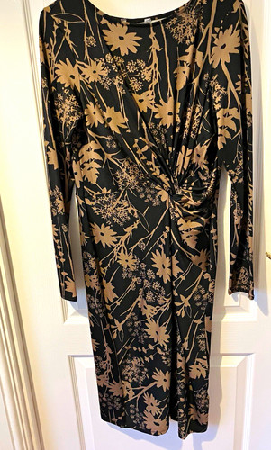 Black beige neck dress - beige,