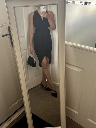 Boohoo black twist front midi - black,
