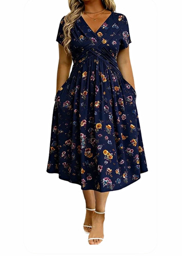 Women blue floral - floral, dress